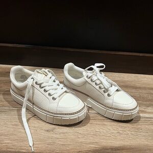 Vince Camuto White Leather Platform Sneakers